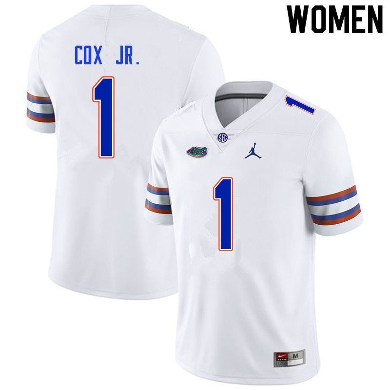 Women #1 Brenton Cox Jr. Florida Gators College Football Jerseys Sale-White